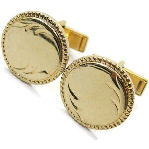Vintage Cufflinks Rolled Edge Round Gold Tone Shirt Accessories Wedding